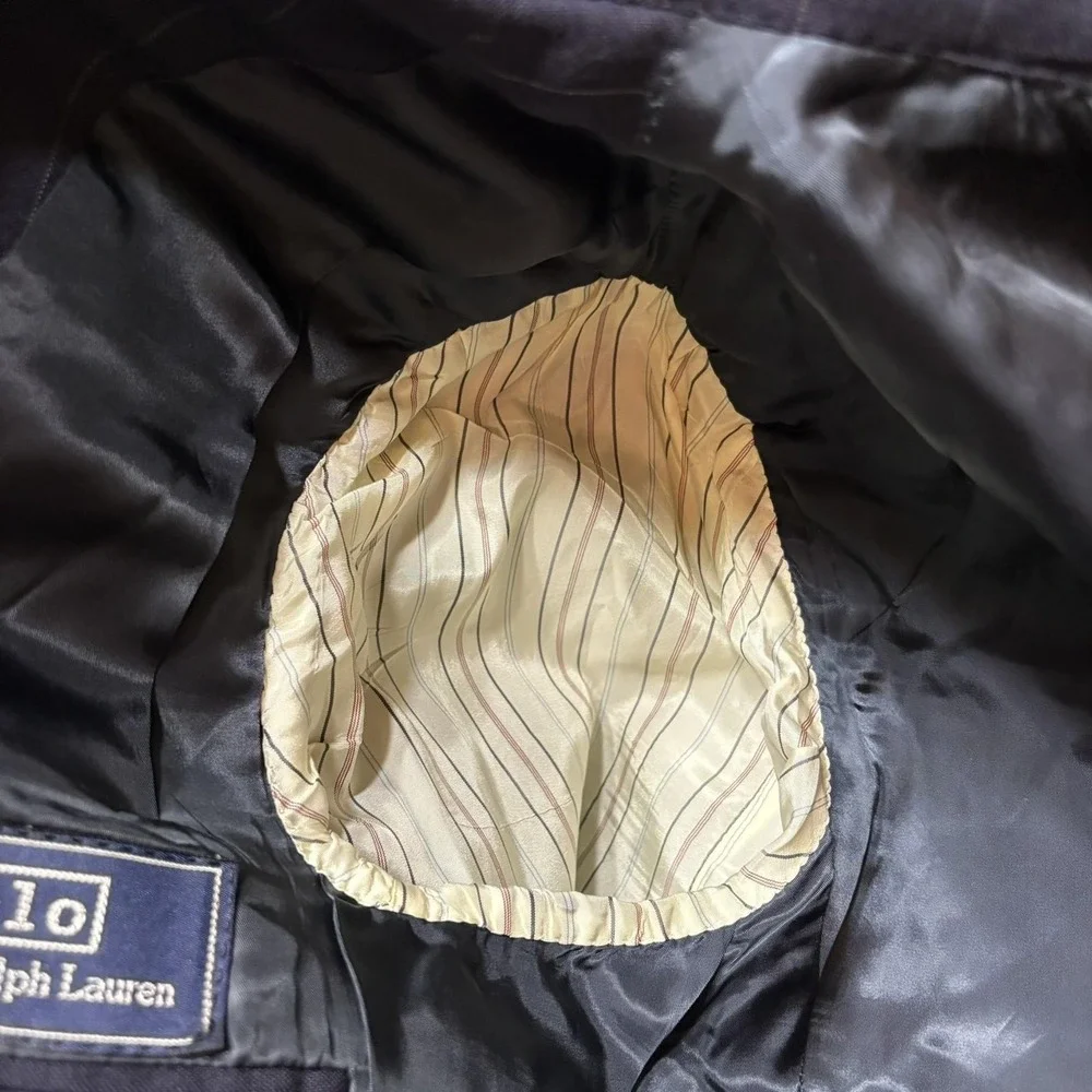 Vtg Polo By Ralph Lauren Blazer Mens 42‎ Blue Wool Pinstripe USA Sport Coat 80s